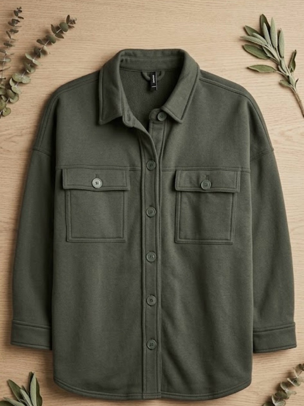 Lazypants Green Button-Up Fleece Shacket